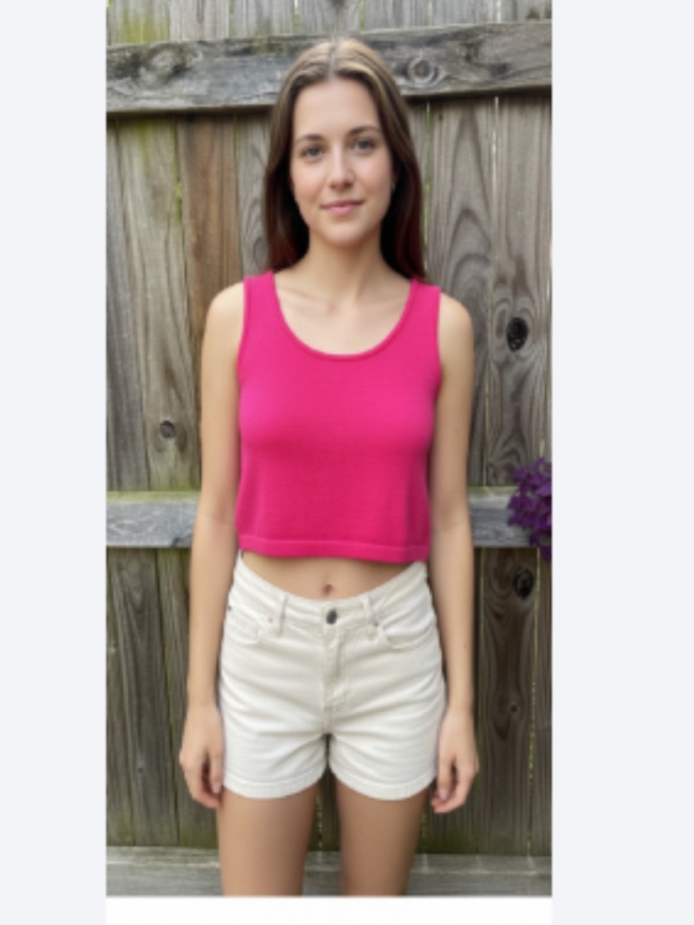 St. John Hot Pink Cropped Knit Tank